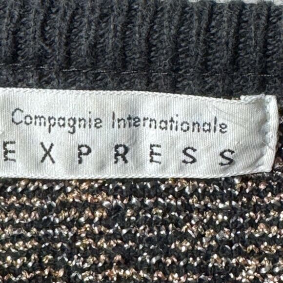 VTG 90s COMPAGNIE INTERNATIONALE EXPRESS Sparkly Lurex Long Sweater Size L USA - Picture 3 of 7